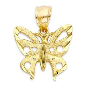 Solid 14k Gold Butterfly Charm Pendant
